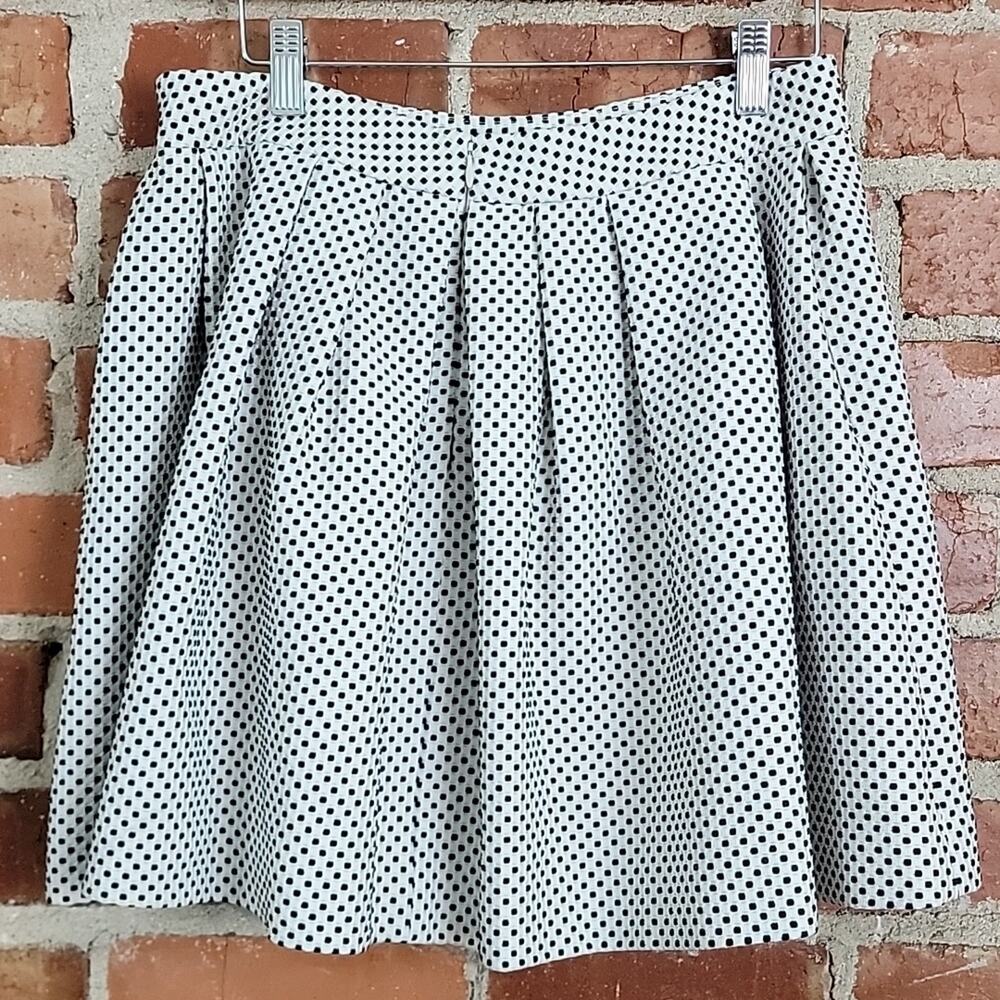 Rachel Zoe Black and White Dots‎ Pleated Mini Skirt with Pockets 8 - Picture 8 of 15